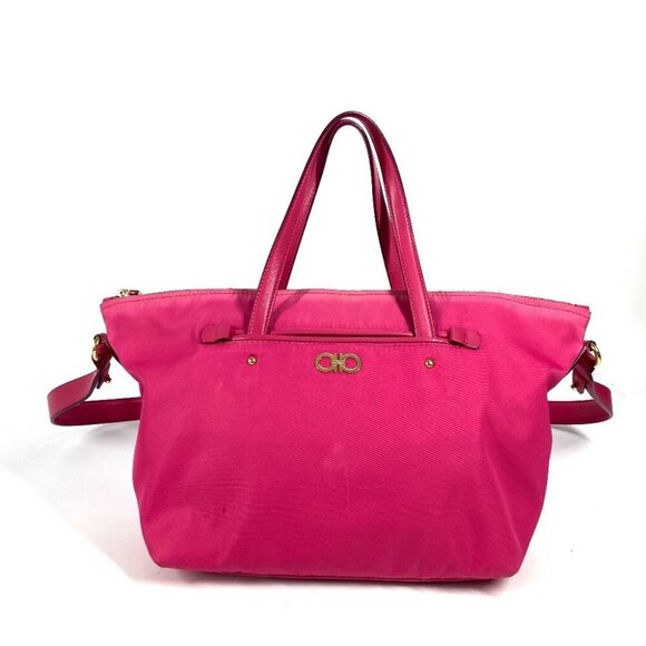 Salvatore Ferragamo Gancini logo 2WAY Tote Bag Shoulder Bag Crossbody Hand Bag